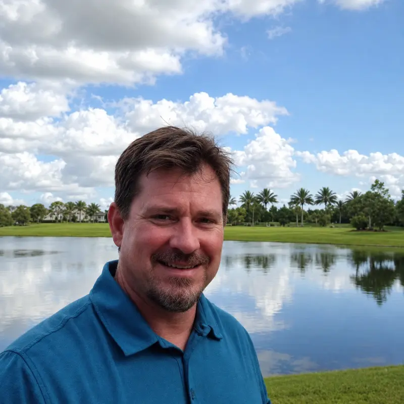 Thad Gourley beside a lake in Odessa, Florida
